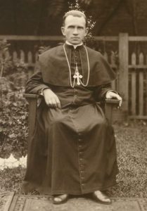 Blessed Nykyta Budka is pictured as a bishop in the backyard of his residence-chancery in Winnipeg, Manitoba, circa 1920. Blessed Budka was the first Eastern Catholic bishop with jurisdiction in North America. (CNS photo/courtesy of Archives of the Archeparchy of Winnipeg) See BUDKA-BOOK March 26, 2015.